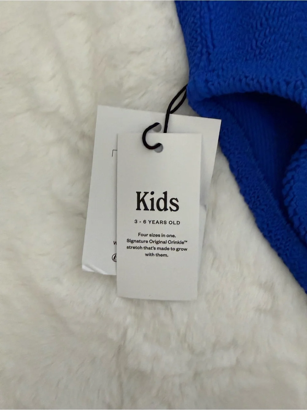 NWT Hunza G Kids Alva Crinkle Swimsuit Royal Blue 3-6 Years One Size